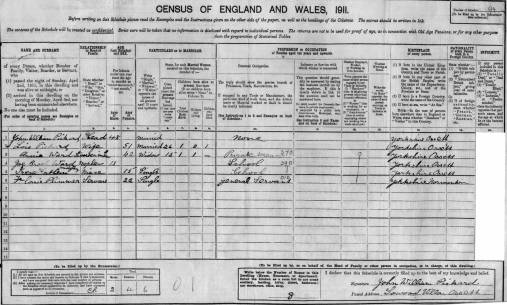 1911 Census JW Pickard