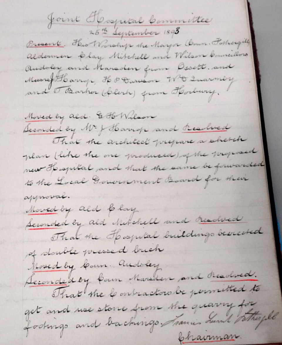 7) Hosp Committee 25th Sept 1893