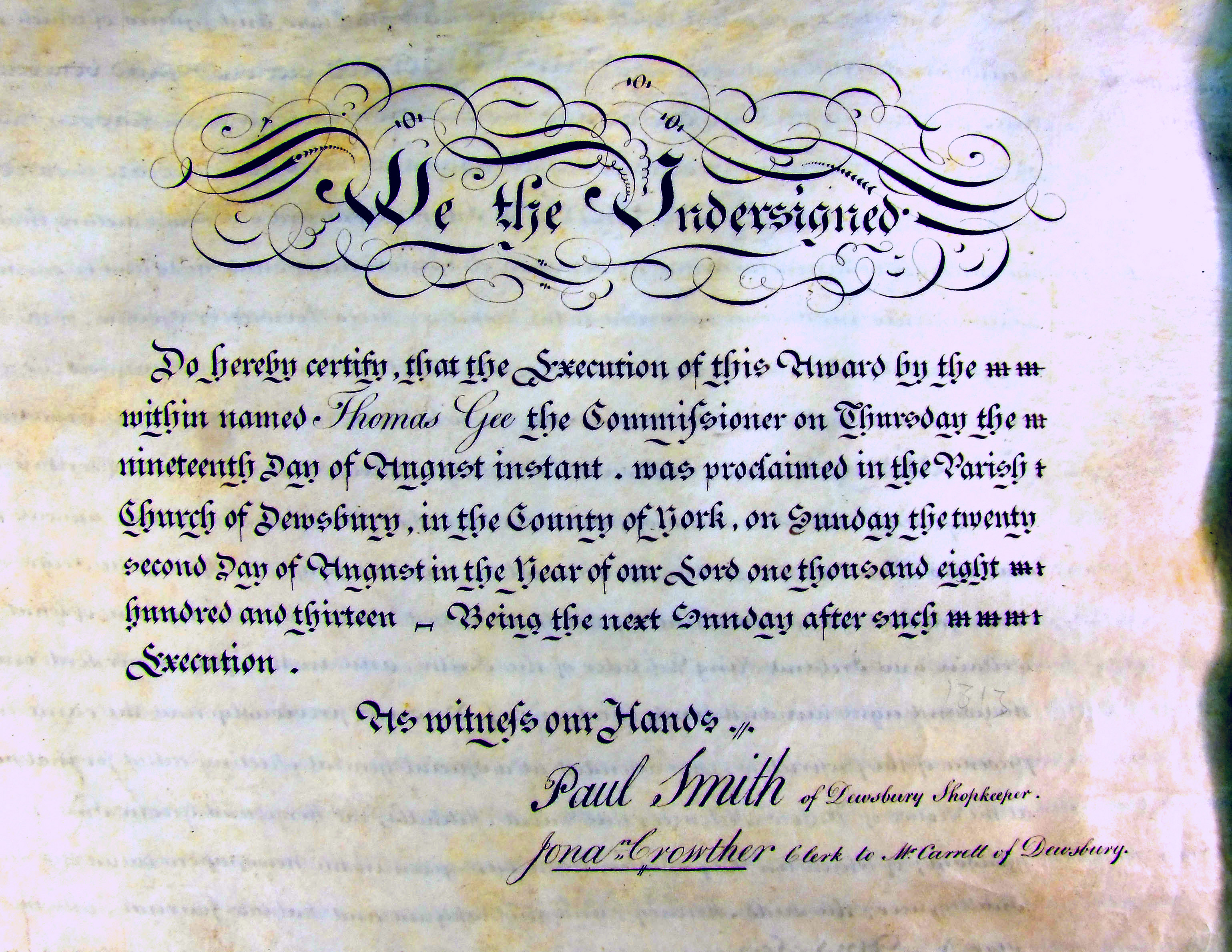 Ossett Inclosure Certificate