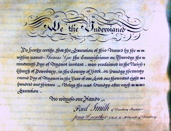 Ossett Inclosure Certificate